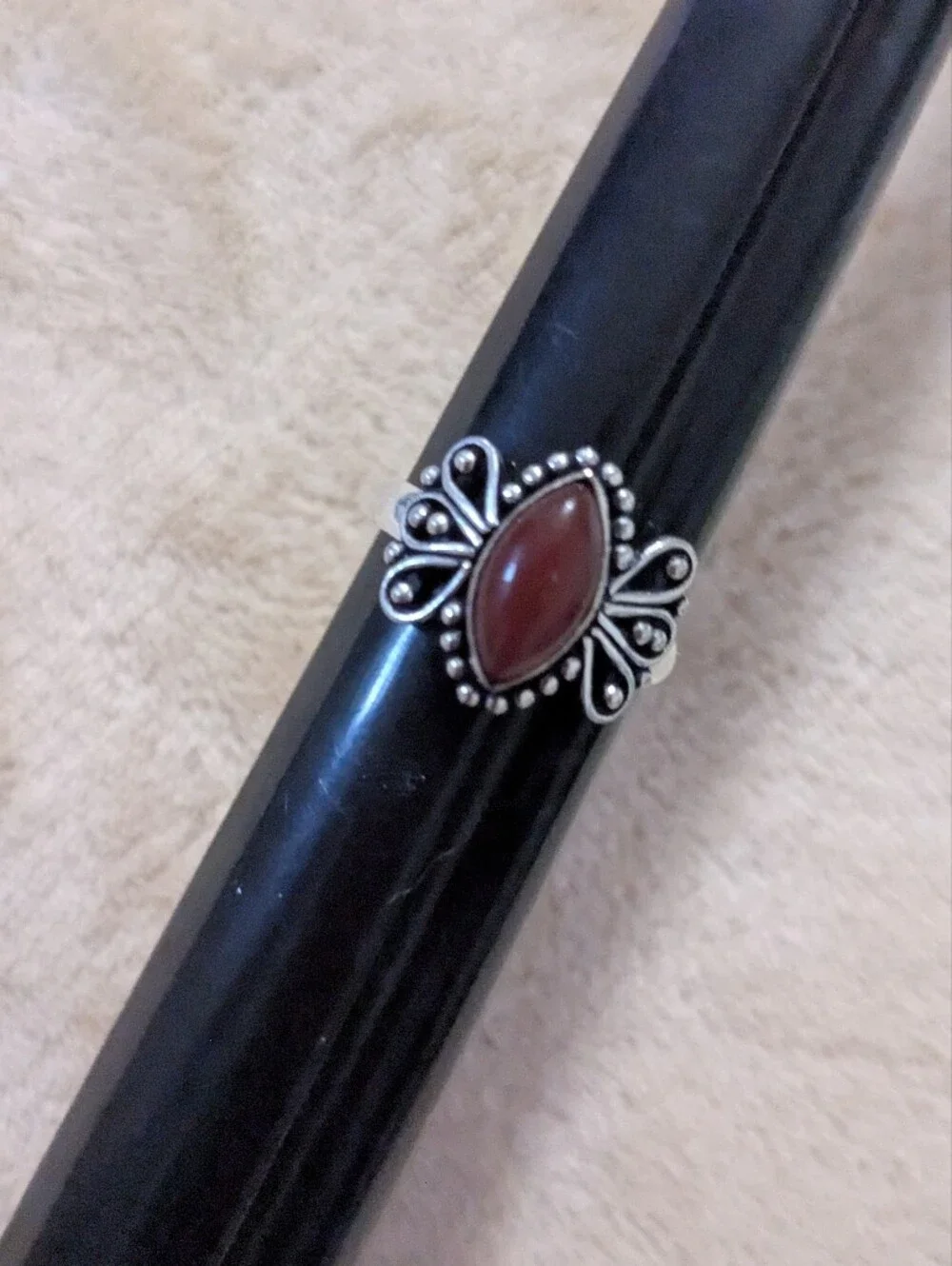 Handcrafted Ladies Carnelian Marquis Butterfly Ring  (10.25)